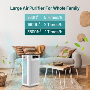 Jafända 3800 sq ft Smart Air Purifier, APP & Alexa, HEPA 13 & Activated Carbon Filters, Air Cleaner Remove Dust Pollen Smoke Allergies Mold Odors Pet Dander VOCs for Home & Office (1)